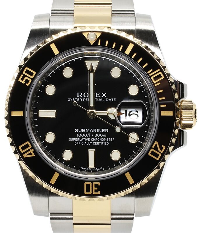 Rolex Submariner Date Yellow Gold Steel 40mm Black Dial 116613LN PRE OWNED