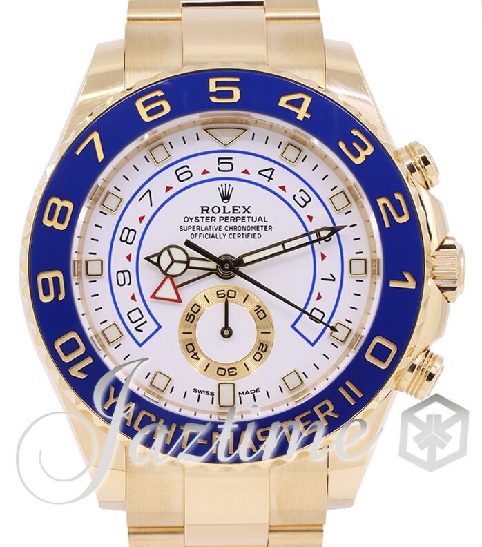 Rolex Yacht Master II Yellow Gold 44mm White Dial Mercedes Hands Blue Ceramic 116688 BRAND NEW
