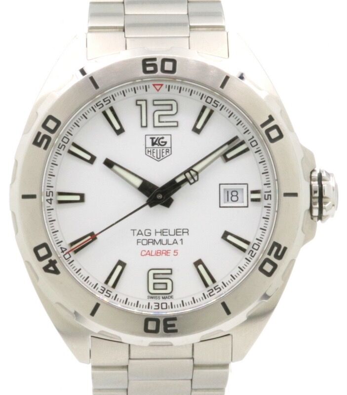 Tag Heuer Formula 1 Calibre 5 Stainless Steel White Dial Steel Bezel Bracelet WAZ2114.BA0875 PRE OWNED