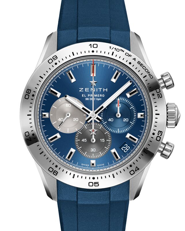 Zenith Chronomaster Sport Steel 41mm Blue Dial Rubber Strap 03.3114.3600 51.R950