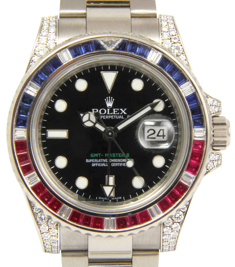 ♡♡ Rolex GMT Master II 116759SARU Ruby Sapphire Diamond 18k White Gold