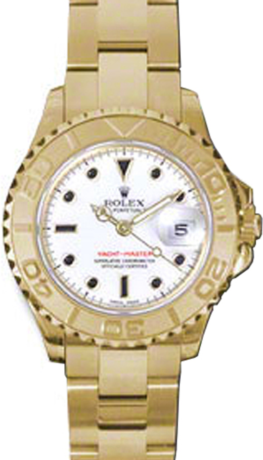 Rolex Yacht-Master 29 169628-WHT White Black Dial Yellow Gold