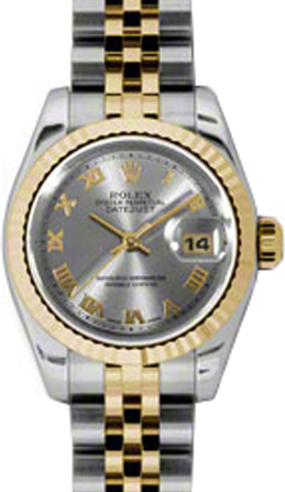 Rolex Lady-Datejust 26 179173-SGRYRJ Steel Roman Fluted Yellow