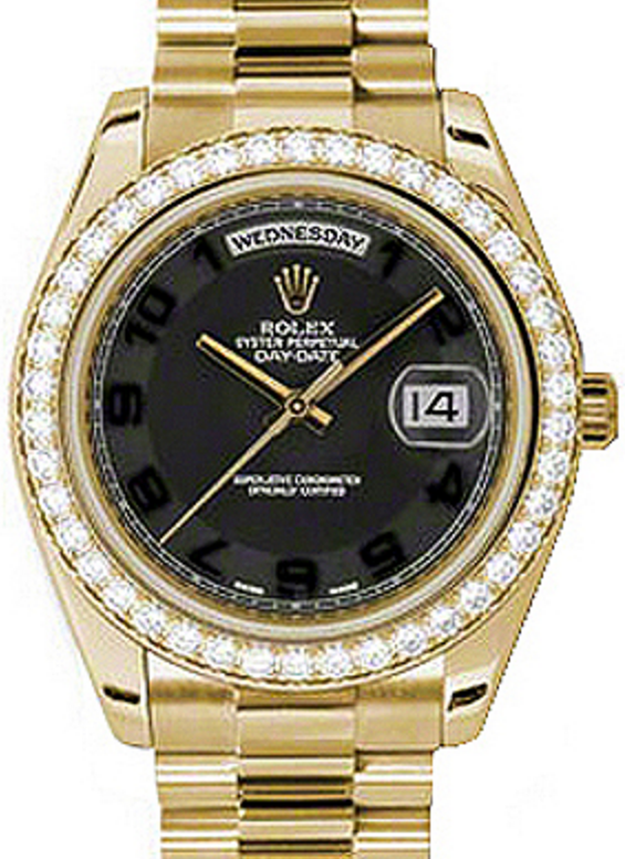 Rolex Day-Date II 218348-BLCADP 41mm Black Arabic Concentric