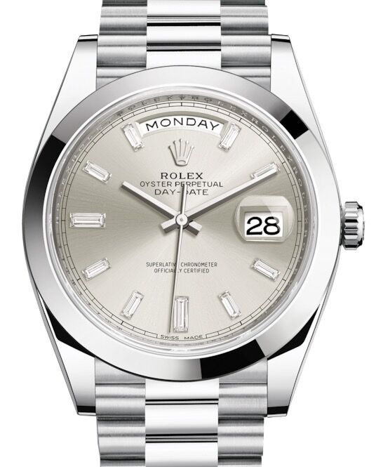 Platinum & Silver Dial Rolex Day-Date 40 President Watches ON SALE