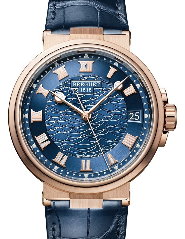 Breguet Marine 5517 Rose Gold 40mm/Leather Galvanic Blue Dial