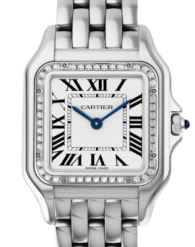 Panthere de Cartier Medium Quartz Steel Diamond Bezel W4PN0008