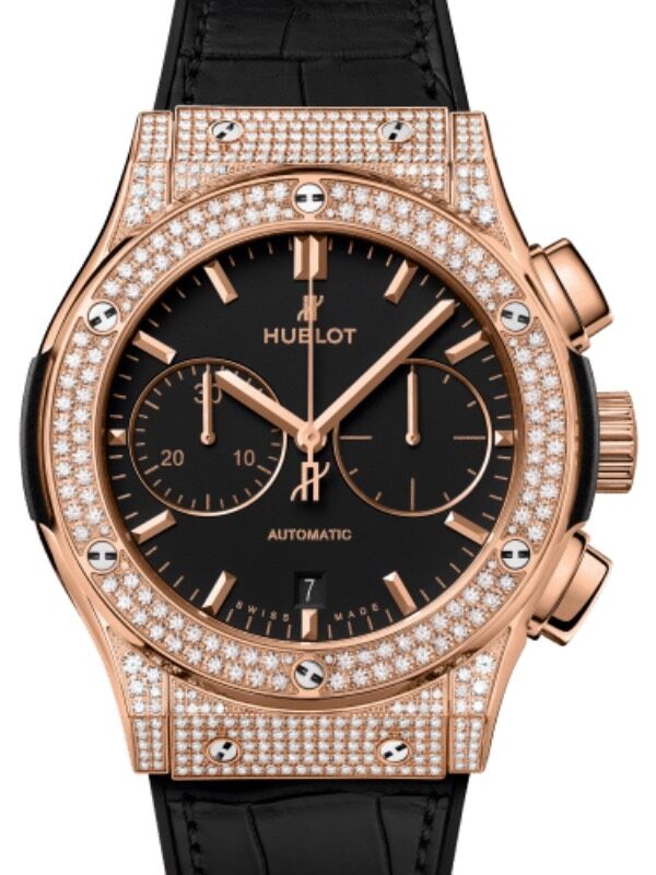 腕時計(アナログ) HUBLOT Hublot Classic Fusion Chronograph King Gold Pave 45mm Black Dial