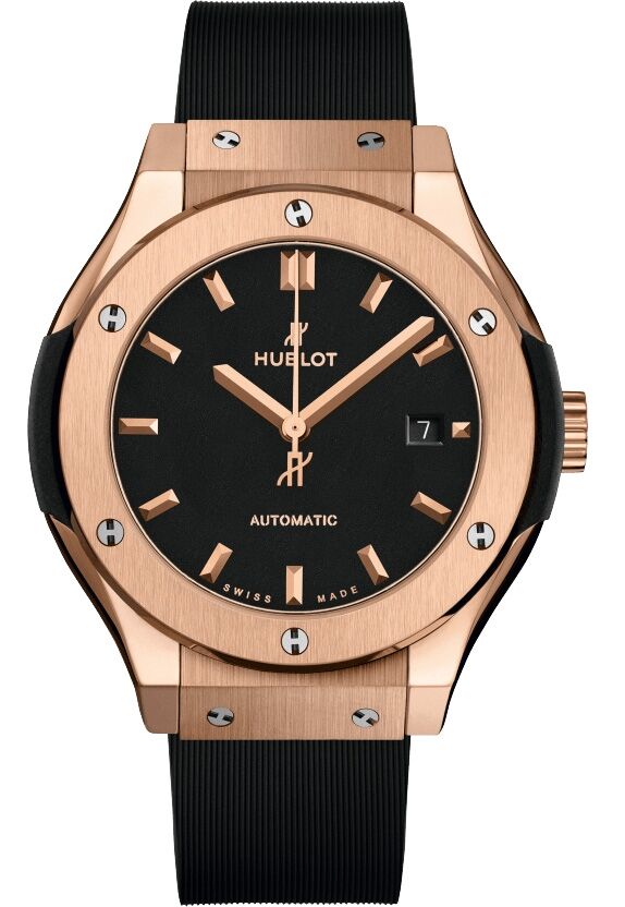 Hublot Classic Fusion 582.OX.1180.RX Black Index Rose Gold Leather