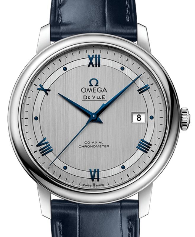 Omega De Ville Prestige 39.5mm Steel Silver Dial Leather Strap