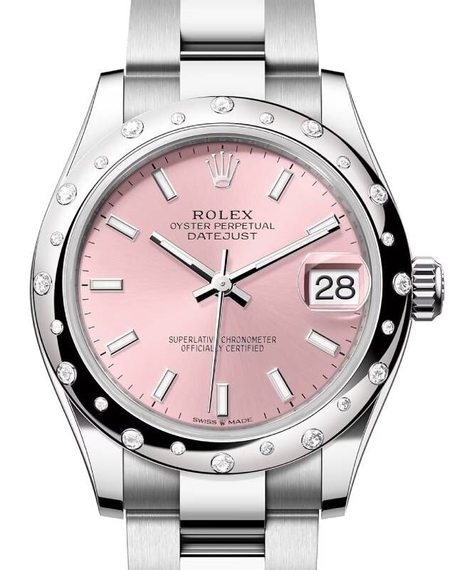 Rolex Datejust 31 White Gold/Steel Pink Index Dial & Diamond Bezel