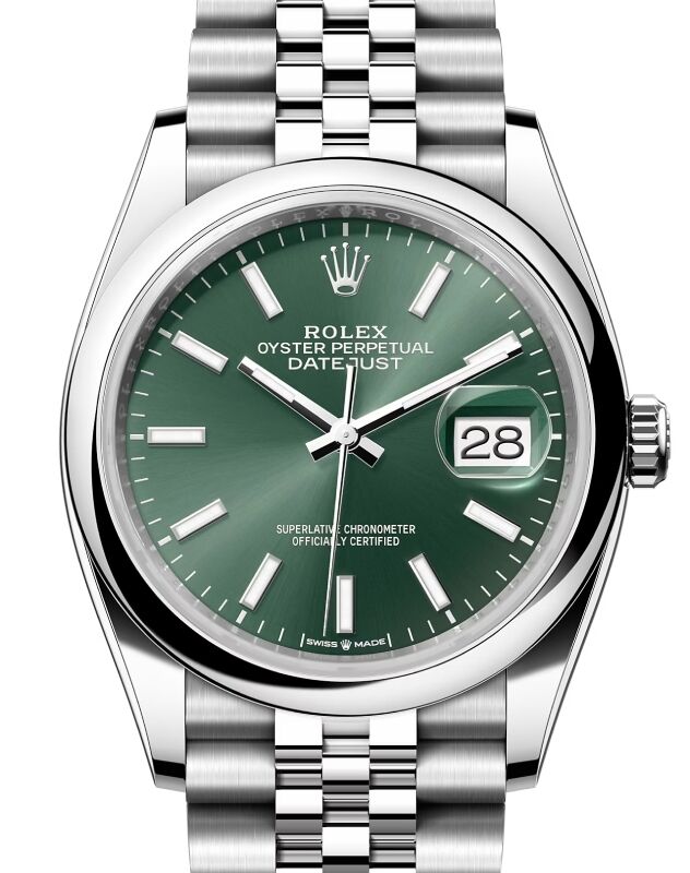 Rolex Datejust 36 Stainless Steel Mint Green Index Dial & Smooth