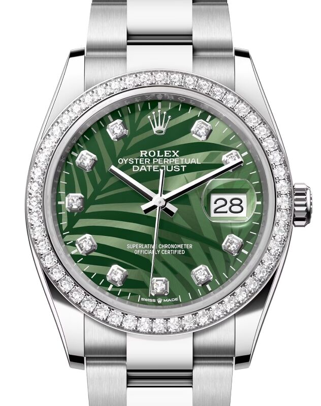 Olive Green Diamond set Dial Rolex Datejust 36 Watches ON SALE