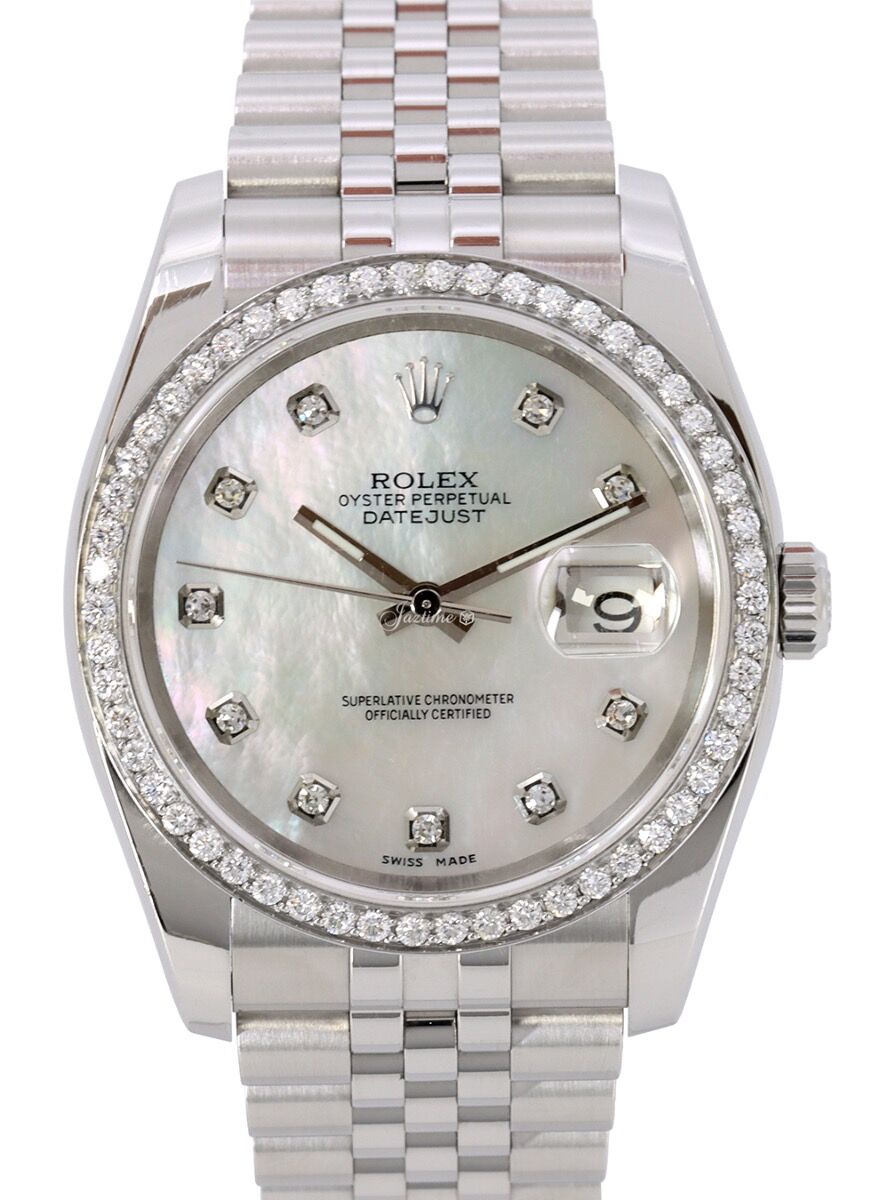 Rolex Datejust White Mother Of Pearl Diamond 36mm Stainless Steel