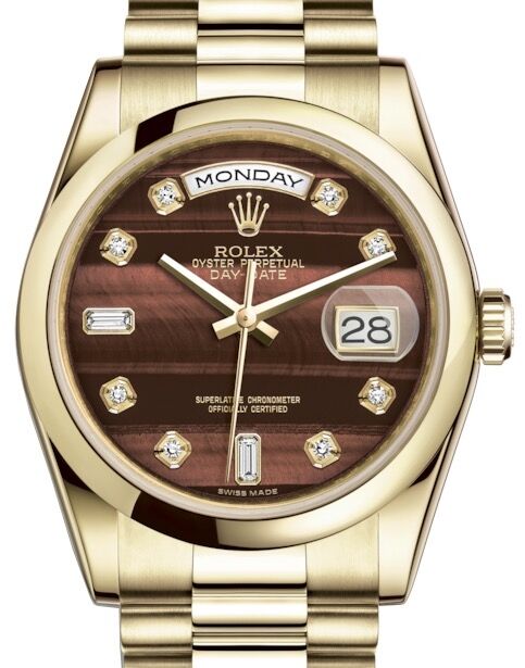 Rolex Day-Date 36 Yellow Gold Bull's Eye Diamond Dial & Smooth