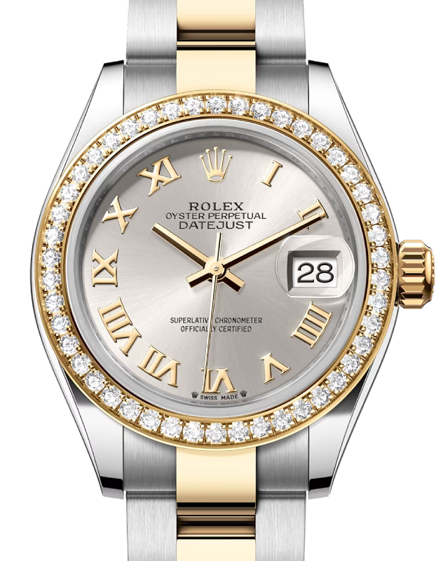 Rolex Lady Datejust 28 Yellow Gold/Steel Silver Roman Dial