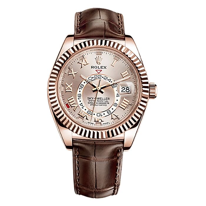 Rolex Sky-Dweller 18k Everose Rose Gold Sundust Roman 42mm Dial