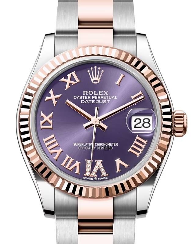 アスティエセレクト　オーナメント 腕時計 ROLEX ロレックス Rolex Datejust 31 Rose Gold/Steel Aubergine Dial & Fluted Bezel