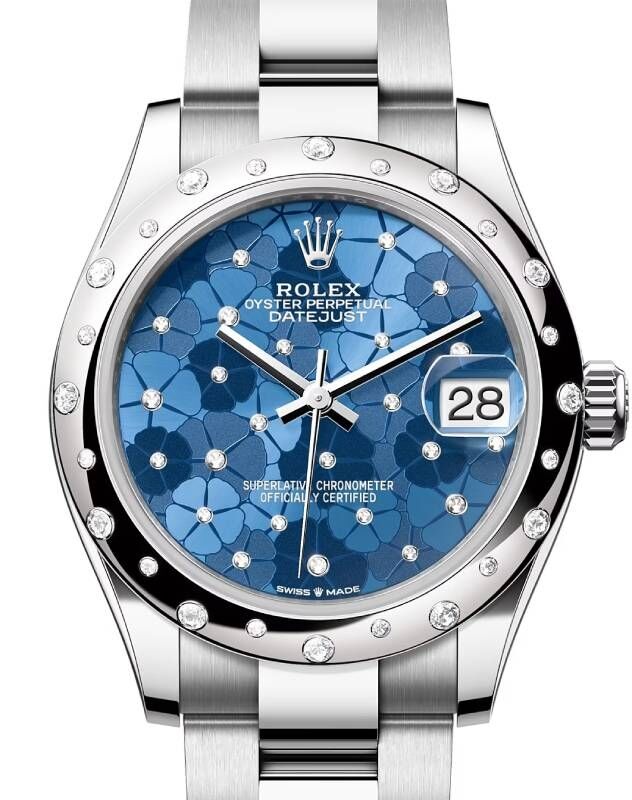 Rolex Datejust 31 White Gold/Steel Azzurro Blue Floral Motif