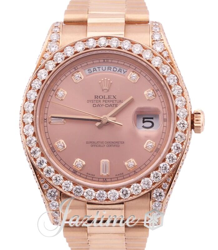 Full Everose Gold, Fluted Bezel Rolex Day-Date II Watches ON SALE