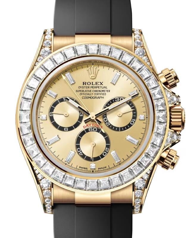 Rolex Daytona Yellow Gold Golden Diamond Dial & Bezel Oysterflex