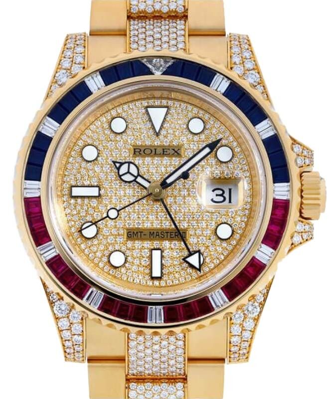 甘楽チトセ Rolex GMT-Master II Yellow Gold Sapphire/Diamond Bezel & Bracelet