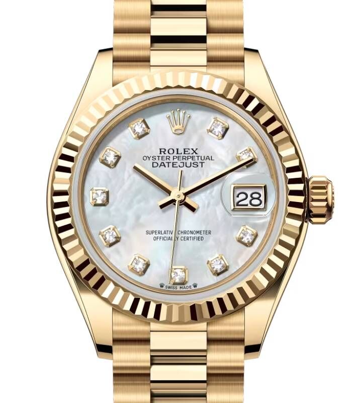 R♡ Rolex Datejust 28 279178 White Mother of Pearl Diamond Fluted