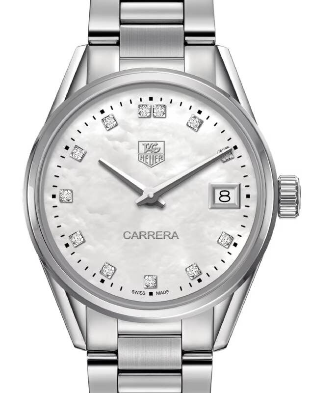 Tag Heuer Carrera Quartz Stainless Steel 32mm White Mother  display picture 1