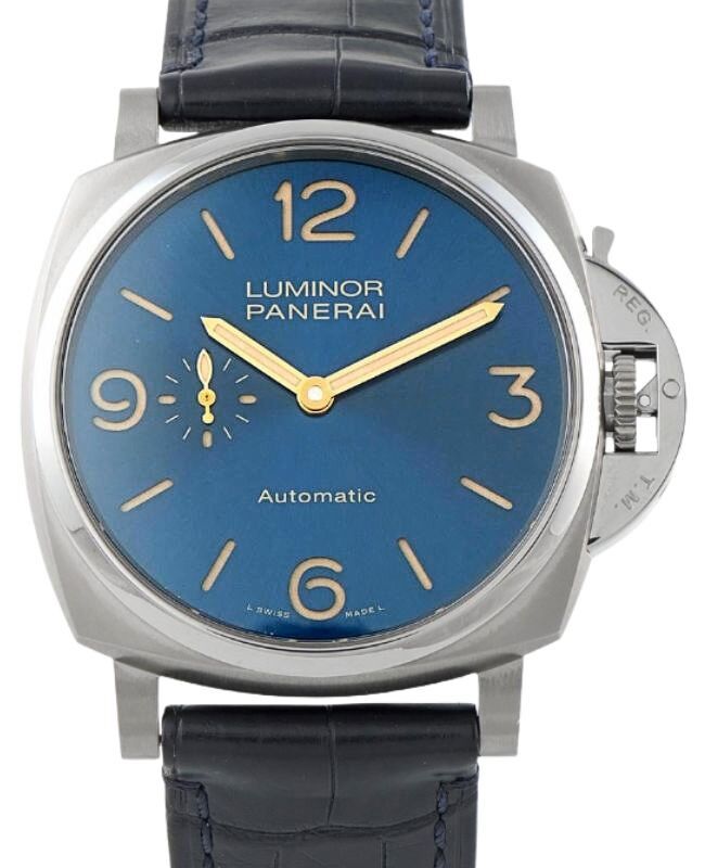 時計 Luminor Due 3Days Auto Titanio pam00729 Panerai Luminor Due Titanium 45mm Blue Dial Leather Strap PAM00729