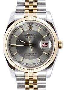 Rolex Datejust 36 116233-STSSFJ Steel with Silver Index Fluted Yellow Gold Stainless Steel Jubilee