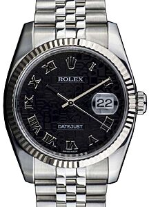 Rolex Datejust 36 116234-BKJRFJ Black Jubilee Dial Roman Fluted White Gold Stainless Steel Jubilee - BRAND NEW