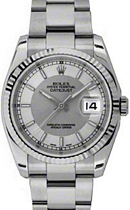 Rolex Datejust 36 116234-STSSFO Steel and Silver Index Fluted White Gold Stainless Steel Oyster