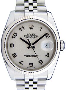 Rolex Datejust 36 116234-WHTAFJ White Arabic Fluted White Gold Stainless Steel Jubilee