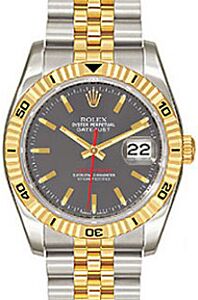 Rolex Datejust 36 Yellow Gold/Steel Steel Index Dial & Turn-O-Graph Thunderbird Bezel Jubilee 116263