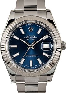 Rolex Datejust II 116334 Index Blue White 41mm 18k Gold 