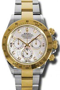 Rolex Daytona 116523 White Mother Of Pearl Diamond Yellow Gold Stainless Steel 