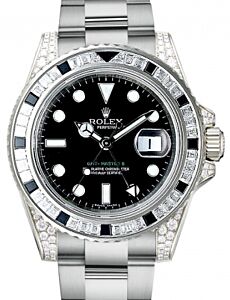 Rolex GMT Master II 116759SANR Black Sapphire Diamond 18k White Gold 