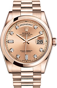 Rolex Day-Date 36 118205-GLDDDP Champagne Diamond Rose Gold President - BRAND NEW