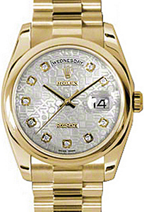 Rolex Day-Date 36 118208-SVJDDP Silver Jubilee Dial Diamond Yellow Gold President - BRAND NEW