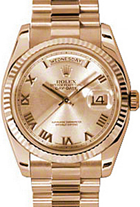 Rolex Day-Date 36 118235-GLDRFP Champagne Roman Fluted Rose Gold President