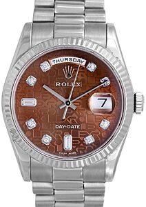 Rolex Day-Date 36 118239-BRNDFP Chocolate Jubilee Dial Diamond Fluted White Gold President - BRAND NEW