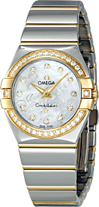 OMEGA 123.25.27.60.55.007 CONSTELLATION QUARTZ 27mm STEEL AND YELLOW GOLD BRAND NEW