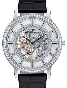 Jaeger-LeCoultre Calibre 849A SQ Master Ultra Thin Squelette 1343501 Skeleton Diamond Bezel White Gold Leather 38mm Manual-Winding BRAND NEW