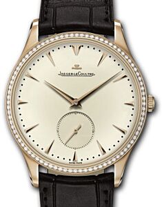 Jaeger-LeCoultre Calibre 896 Master Ultra Thin Small Second 1352502 Eggshell Beige Index Diamond Bezel Rose Gold Leather 40mm Automatic BRAND NEW
