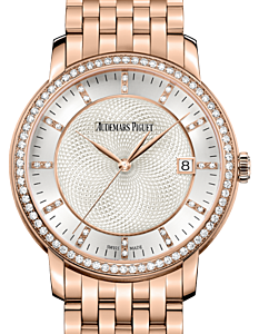 Audemars Piguet 15173OR.ZZ.1270OR.01 Jules Audemars Selfwinding 39mm Silver Guilloche Index Diamond Set Rose Gold BRAND NEW