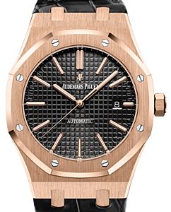 Audemars Piguet Royal Oak Selfwinding Rose Gold 41mm Black Dial Leather 15400OR.OO.D002CR.01 