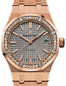 Audemars Piguet Royal Oak Selfwinding Rose Gold Gray Index Diamond Bezel 37mm Rose Gold Bracelet 15451OR.ZZ.1256OR.02 - BRAND NEW