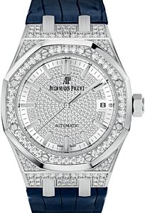 Audemars Piguet Royal Oak Selfwinding White Gold Diamond Pave Index 37mm Dial Leather Strap 15452BC.ZZ.D019CR.01 - BRAND NEW
