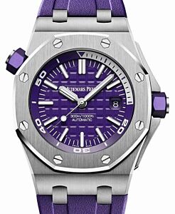 Audemars Piguet Royal Oak Offshore Diver Stainless Steel 42mm Purple Dial Rubber Strap 15710ST.OO.A077CA.01 - BRAND NEW