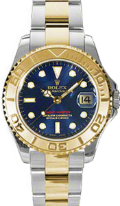 Rolex Yacht-Master 35 168623-BLU Blue White Dial Yellow Gold Bezel Yellow Gold Stainless Steel Oyster - BRAND NEW